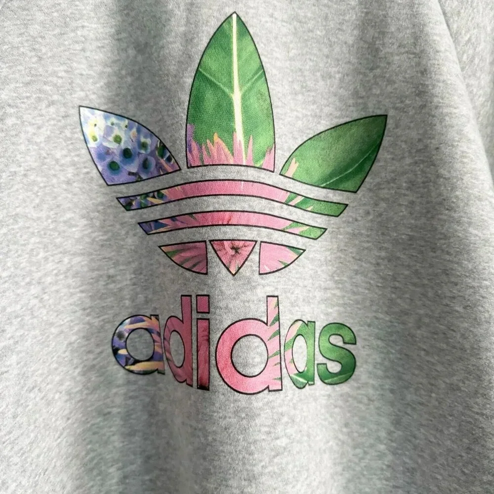 Adidas Grey Colourful Logo Pullover Sweatshirt